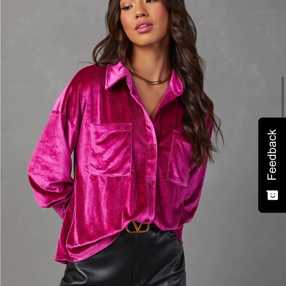 Vici Magical Wonder Velvet Button Down Top